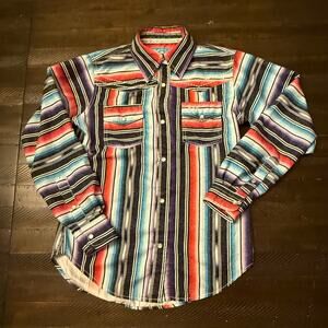 Cowgirl Hardware Kids Pearl Snap Stripes Western Wear Size Medium 7/8